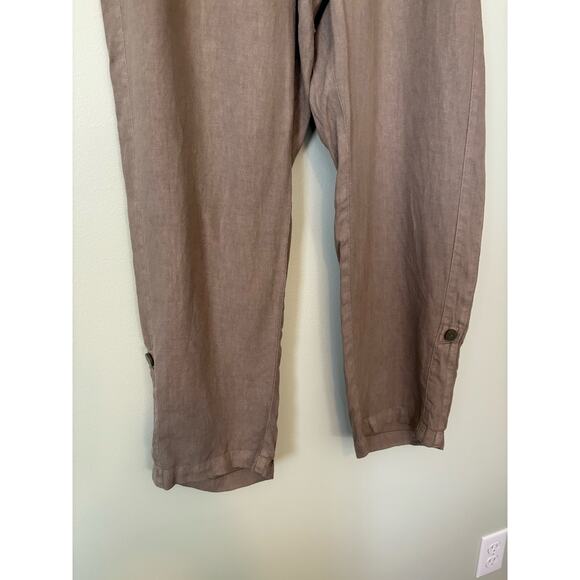 J. Jill Linen Light Green Cropped Linen Pants Large Petite - Picture 3 of 7